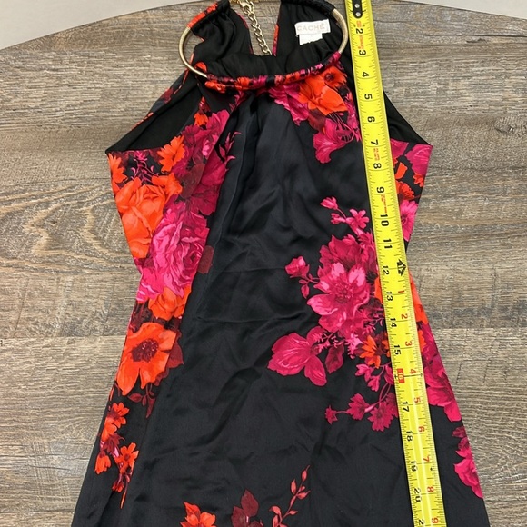 Cache Black Necklace Halter Silk Blend Floral Dress Size 0 - Picture 9 of 11